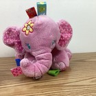 Taggies Pink Elephant Rattle Baby Plush Toy 8  Soft Cuddly With Pink Dog Teether