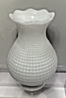 Vintage 7    White Hobnail Milk Glass Beaded Hurricane Chimney Oil Lamp Shade