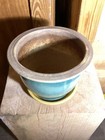 9    Round X 7    Tall Vase planter Blue Earthtone Colors  One Small Chip On Bottom