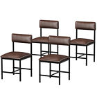 Xelsyo Set Of 4 Upholstered Dining Chairs Faux Leather Kitchen Chairs Metal Legs