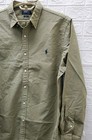 New Polo Ralph Lauren Slim Fit Icon Logo Button Down Shirt Olive Size Xlarge 