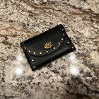 Coach Turnlock Card Case With Rivets In Black brass