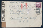 1941 Jerusalem Palestine Interment Pow Camp Ii Censored Cover To Fanwood Nj Usa