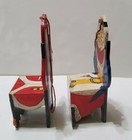 2 Vintage Wooden Christmas Ornaments Santa And Mrs  Claus Painted Chairs 