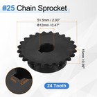 2pcs  25 Chain Roller Sprocket 12mm Bore  24 Tooth With 5x2 3mm Keyway  Black