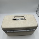 Vtg Samsonite Silhouette Train Case Tray Key Luggage Makeup Mirror Beige Travel