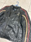 Harley-davidson Black Leather Moto Jacket Red tan Stripe Sleeves  1 Patch Size L