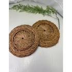Set Of 2 Woven Wicker Flat Basket Trays Wall Decor Plate Chargers Vintage