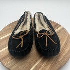 Ugg Women s Dakota Black Suede Shearling Moccasin Slippers Shoes 5612 Size 9 Us