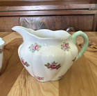 Shelley Bone China Rosebud Mini Creamer Open Sugar Bowl Dainty Shape