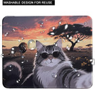 Cute Cat Mouse Pad With Stitched Edge Washable Cat Design Mousepad