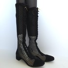Christian Dior Black Knotted Cord   Suede Knee-high Heeled Boots  Eu 36  us 6 
