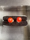 925 Sterling Silver Earrings Genuine Red Coral Post Stud Earrings Made Italy