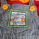 Hopscotch Vintage Kids Baby Railroad Fix-it Team Striped Overalls Set 0-6 Months