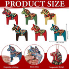 6 Pcs Swedish Dala Horse Wooden Christmas Ornaments Hanging Tree Decor Vintage