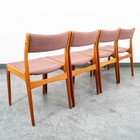 Mid Century Danish Modern Dining Chairs Set Of 4 Denmark Pink Fabric Oak Vintage