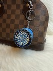 Leather Blue Mini Coin Purse Bag Charm Keychain Car Key Fob Handmade Gift New