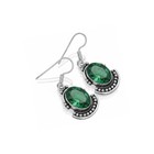 Green Onyx Statement Earrings 925 Sterling Silver Oval Cabochon Dangle Handm New