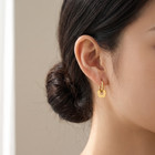 Gold Stainless Steel Flower Hoop Earrings Waterproof Huggie Earrings Women