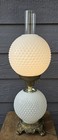 Antique Double Globe Hobnail Milk Glass Lamp