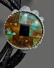 Kings Manassa Turquoise  onyx   Sterling Silver Bolo Tie Inlay W  Sterling Tips