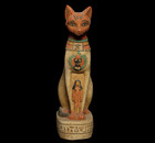 Egyptian Ancient Bastet Cat Goddess Statue Alabaster Style Artifact Figure Bc