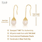 14k Real Solid Yellow Gold Freshwater Pearl Baroque Threader Drop Earrings
