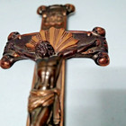 Antique Coppered Bronze Catholic Coffin Crucifix Jesus Cross Funeral