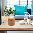 Round Rattan Tissue Box Vine Roll Holder Toilet  Cover Dispenser For4927