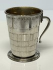 Vintage Germany Silver Collapsible Drinking Cup  r  Marked Leather Carry Case