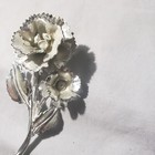 Vintage Large Silver Tone Rhinestone 3d Floral Spray Brooch Bouquet Blossom Pin