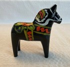 Swedish Dala Horse 4  Tall Wooden Hand Painted  Black W Green   Red