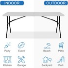 Leumius 6 Foot Folding Table White Portable Party Outdoor  freeship 