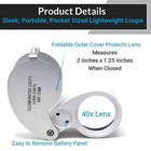 40x Magnifying Loupe Jewelry Eye Glass Magnifier Led Light Jewelers Loop Pocket
