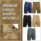 Mens Cotton Stretch Ripstop Cargo Shorts With Belt  3-pack   size 32-42  New