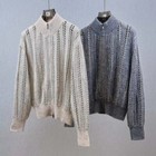 Brunello Cucinelli Womens Sequined Hollow Turtleneck Double Zip Knitted Cardigan