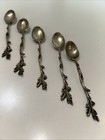 Vtg Lotus Lady Japan Sterling Silver Ornate Branch 5 Demitasse Spoons  In Box