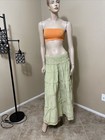 Women   s Light Green Cotton Casual Boho Beaded Ruffle Hippie Velvet Size M Skirt