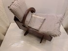 Vintage Handmade Wooden Doll Rocking Cradle W  Pillows 19  Long Primitive