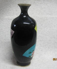 Vintage Solid Brass Floral Cloisonne Hand Painted Enamel Cabinet Vase 5    Tall