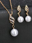 3pcs Sparkling Faux Pearls Gold Silver Charm Necklace Earrings Set For Women s