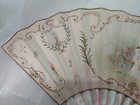 Antique Mother Of Pearl And Hand Painted Paper Hand Fan