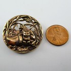 Vintage Cats   Cattails Brass Pin Antique Brooch French Casting