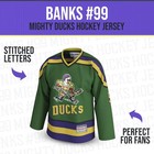 Banks  99 Mighty Ducks Hockey Jersey     Stitched Letters   Numbers  Authentic    