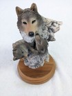 Mill Creek Studios  peaceful Play  Wolf Sculpture 1994 Joe Slockbower 7 5  Tall
