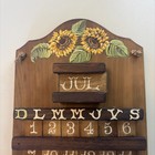 Vintage Sunflower Perpetual Wood Calendar Hanging Cottagecore Farmhouse Spanish