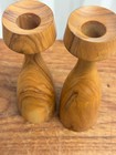 Pair Of Vintage Mid Century Danish Teak Candle Holders 5 5  High