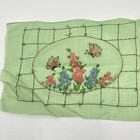 Vtg Butterfly Floral Vogart S-38 Embroidery Panel Green Organdy Sampler Ufo