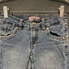 Levi   s Girls Adjustable Rhinestone Bootcut Jeans Size 5 Flare Wide Leg Rockabily