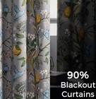 Elegant Botanical Floral Hummingbird Drapes Grommet Blackout 52x63 2 Panels